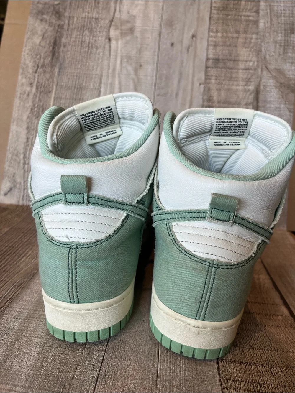 Women’s Nike Dunk High 1985 Green Denim women’s size 10.5